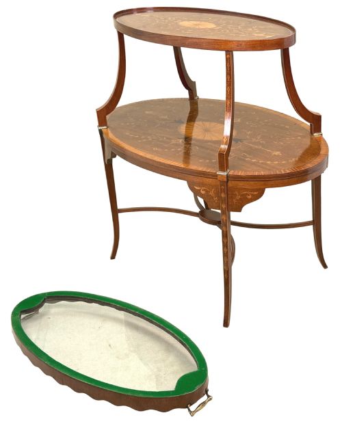 FINE 19TH CENTURY MAHOGANY SATINWOOD TWO TIER TABLE - ADDITIONAL PHOTO 2