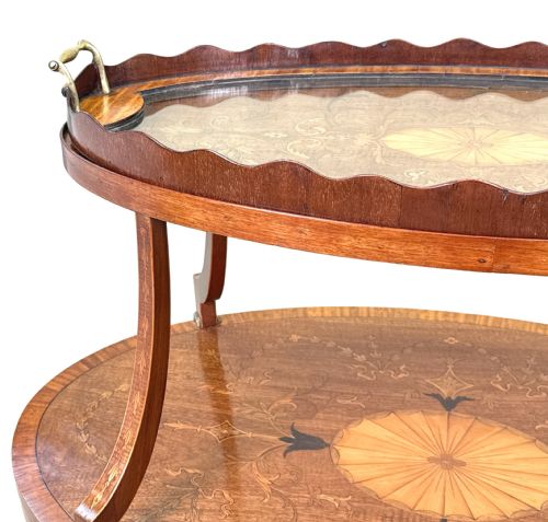 FINE 19TH CENTURY MAHOGANY SATINWOOD TWO TIER TABLE - ADDITIONAL PHOTO 9