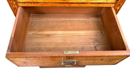 SATINWOOD LATE 19TH CENTURY TALL PEDESTAL CHEST OF DRAWERS - ADDITIONAL PHOTO 8