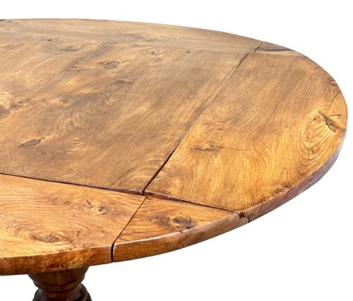 RARE 19TH CENTURY FRENCH PROVINCIAL ELM DROPLEAF CENTRE TABLE - ADDITIONAL PHOTO 7