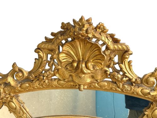 LARGE FRENCH 19TH CENTURY GILT MARGINAL PLATE OVERMANTLE MIRROR - ADDITIONAL PHOTO 1