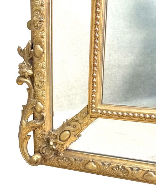 LARGE FRENCH 19TH CENTURY GILT MARGINAL PLATE OVERMANTLE MIRROR - ADDITIONAL PHOTO 2