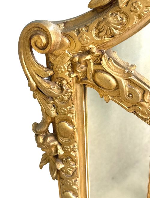LARGE FRENCH 19TH CENTURY GILT MARGINAL PLATE OVERMANTLE MIRROR - ADDITIONAL PHOTO 3