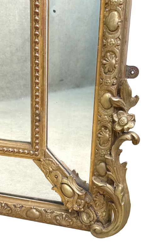 LARGE FRENCH 19TH CENTURY GILT MARGINAL PLATE OVERMANTLE MIRROR - ADDITIONAL PHOTO 4