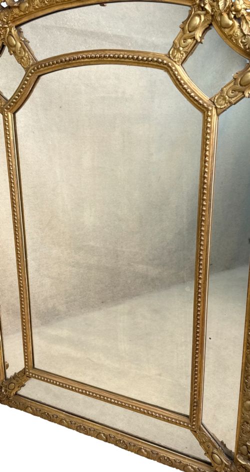 LARGE FRENCH 19TH CENTURY GILT MARGINAL PLATE OVERMANTLE MIRROR - ADDITIONAL PHOTO 6
