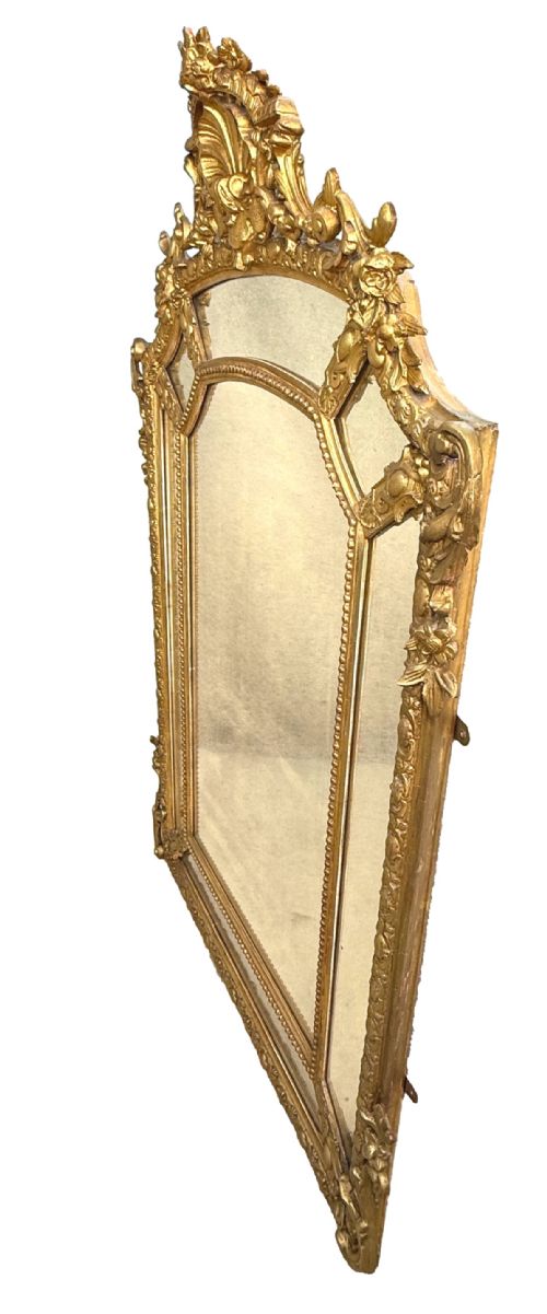 LARGE FRENCH 19TH CENTURY GILT MARGINAL PLATE OVERMANTLE MIRROR - ADDITIONAL PHOTO 7