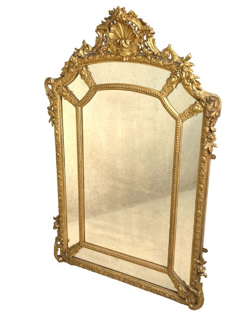 LARGE FRENCH 19TH CENTURY GILT MARGINAL PLATE OVERMANTLE MIRROR - ADDITIONAL PHOTO 10