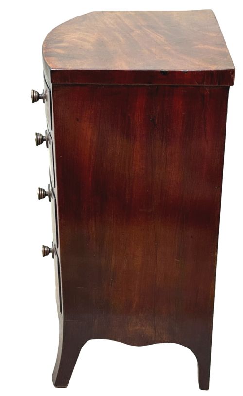GEORGIAN MAHOGANY MINIATURE BOWFRONT CHEST OF DRAWERS - ADDITIONAL PHOTO 2