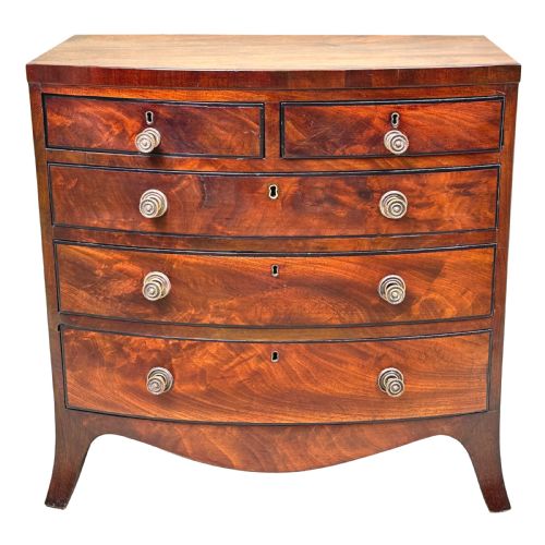 GEORGIAN MAHOGANY MINIATURE BOWFRONT CHEST OF DRAWERS - ADDITIONAL PHOTO 8