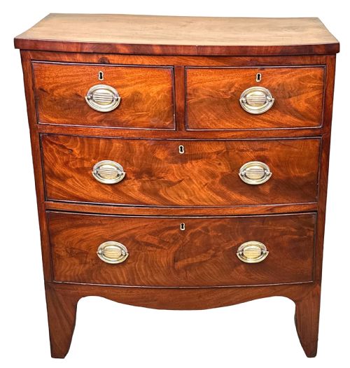 VICTORIAN MINIATURE MAHOGANY BOWFRONT CHEST OF DRAWERS - ADDITIONAL PHOTO 1
