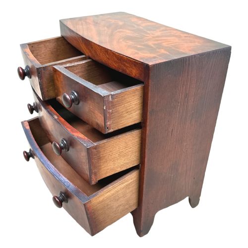 VICTORIAN MINIATURE MAHOGANY BOWFRONT CHEST OF DRAWERS - ADDITIONAL PHOTO 3