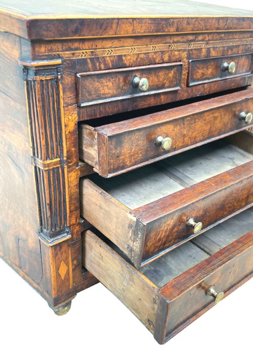 REGENCY BURR OAK MINIATURE CHEST OF DRAWERS - ADDITIONAL PHOTO 4