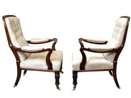 PAIR OF 19TH CENTURY ROSEWOOD LIBRARY ARMCHAIRS - ADDITIONAL PHOTO 1