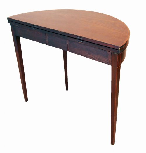 ANTIQUE GEORGIAN MAHOGANY DEMILUNE TEA TABLE - ADDITIONAL PHOTO 2