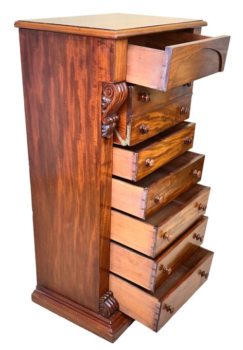 19TH CENTURY MAHOGANY WELLINGTON CHEST - ADDITIONAL PHOTO 4
