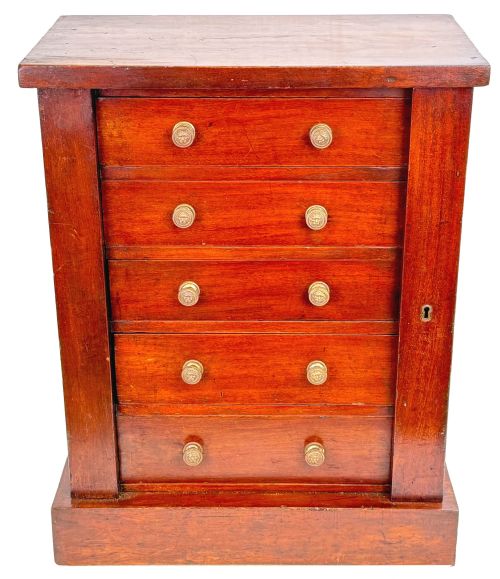 MID 19TH CENTURY MAHOGANY CHILDS WELLINGTON CHEST - ADDITIONAL PHOTO 6