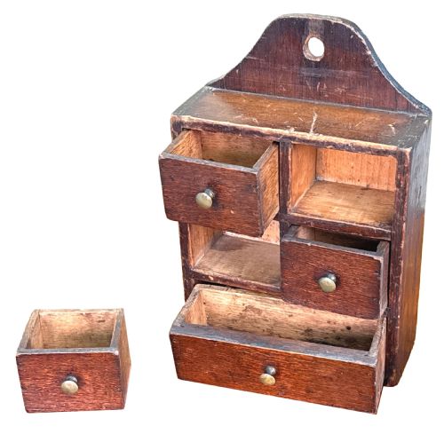 OAK AND PINE 19TH CENTURY WALL HANGING SPICE BOX - ADDITIONAL PHOTO 1