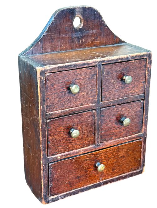 OAK AND PINE 19TH CENTURY WALL HANGING SPICE BOX - ADDITIONAL PHOTO 8