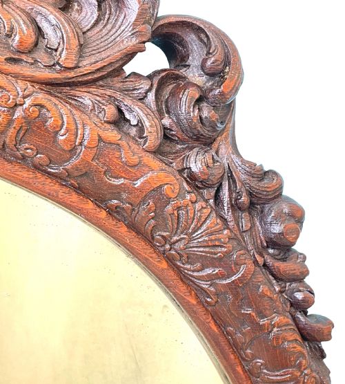 CAROLEAN STYLE OVAL OAK WALL MIRROR - ADDITIONAL PHOTO 2