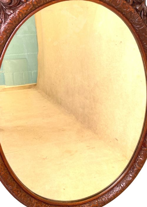 CAROLEAN STYLE OVAL OAK WALL MIRROR - ADDITIONAL PHOTO 3