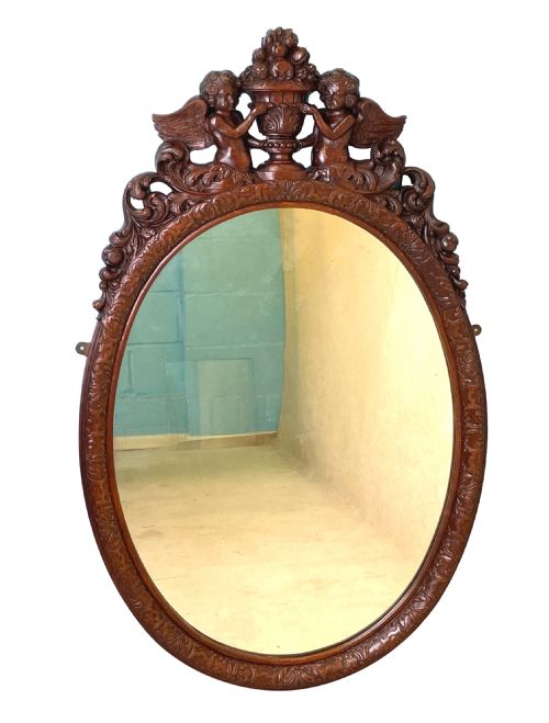 CAROLEAN STYLE OVAL OAK WALL MIRROR - ADDITIONAL PHOTO 5
