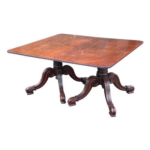 REGENCY MAHOGANY TWIN PILLAR DINING TABLE - ADDITIONAL PHOTO 3