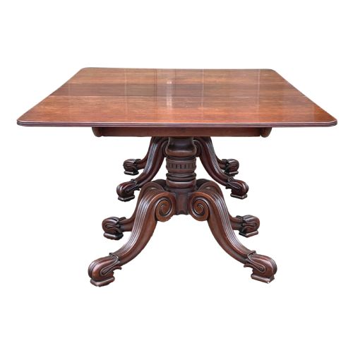 REGENCY MAHOGANY TWIN PILLAR DINING TABLE - ADDITIONAL PHOTO 4