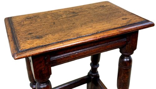 17TH CENTURY RECTANGULAR OAK JOINT STOOL - ADDITIONAL PHOTO 6