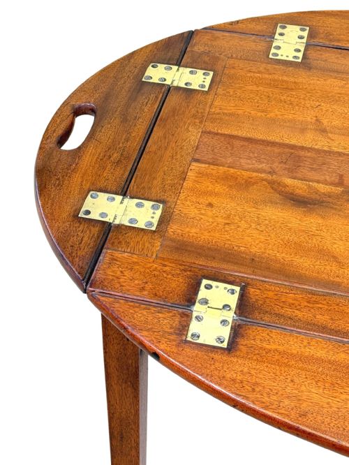 GEORGIAN MAHOGANY OVAL BUTLERS TRAY ON STAND - ADDITIONAL PHOTO 3