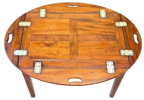 GEORGIAN MAHOGANY OVAL BUTLERS TRAY ON STAND - ADDITIONAL PHOTO 6