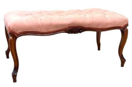RECTANGULAR VICTORIAN WALNUT SALON STOOL - ADDITIONAL PHOTO 5