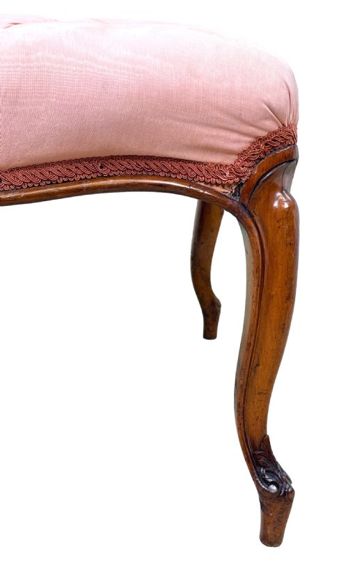RECTANGULAR VICTORIAN WALNUT SALON STOOL - ADDITIONAL PHOTO 6