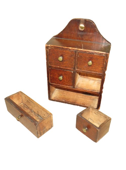 OAK AND PINE 19TH CENTURY WALL HANGING SPICE BOX - ADDITIONAL PHOTO 4