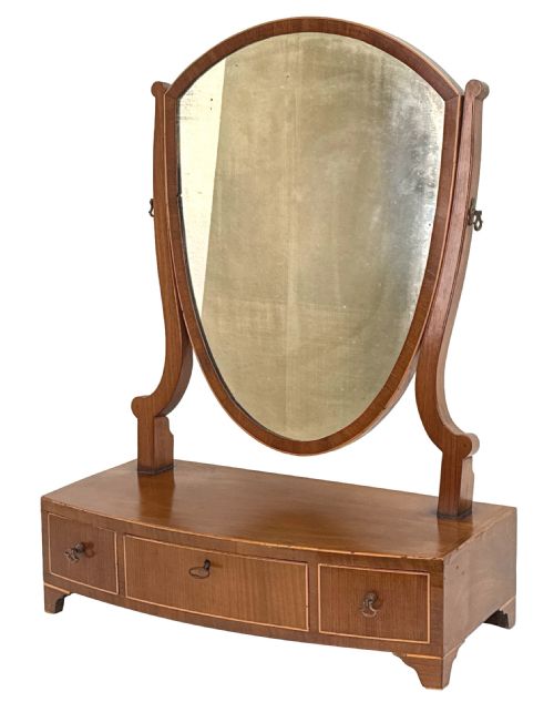 18TH CENTURY MAHOGANY BOWFRONT DRESSING TABLE MIRROR - ADDITIONAL PHOTO 1
