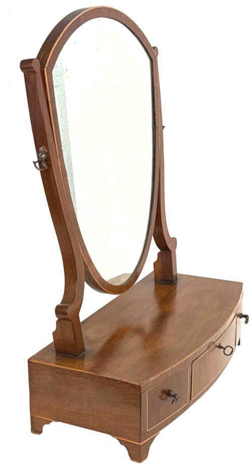 18TH CENTURY MAHOGANY BOWFRONT DRESSING TABLE MIRROR - ADDITIONAL PHOTO 3