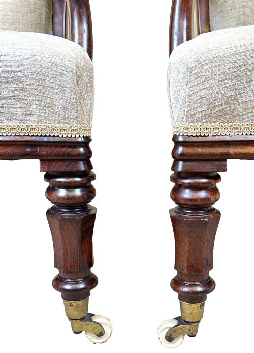 PAIR OF 19TH CENTURY ROSEWOOD LIBRARY ARMCHAIRS - ADDITIONAL PHOTO 2