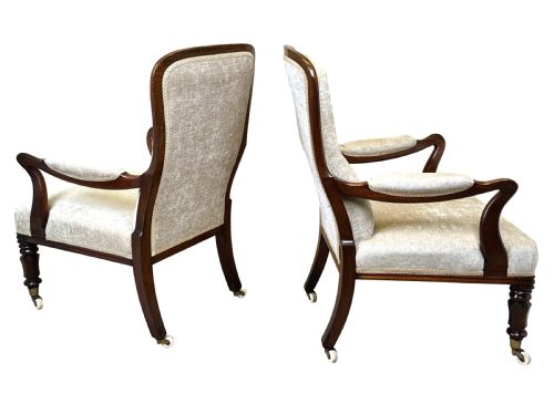 PAIR OF 19TH CENTURY ROSEWOOD LIBRARY ARMCHAIRS - ADDITIONAL PHOTO 6