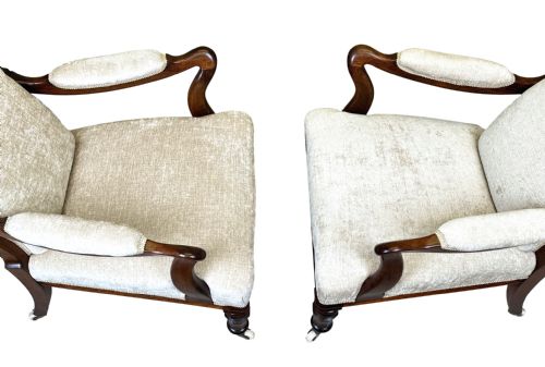 PAIR OF 19TH CENTURY ROSEWOOD LIBRARY ARMCHAIRS - ADDITIONAL PHOTO 8