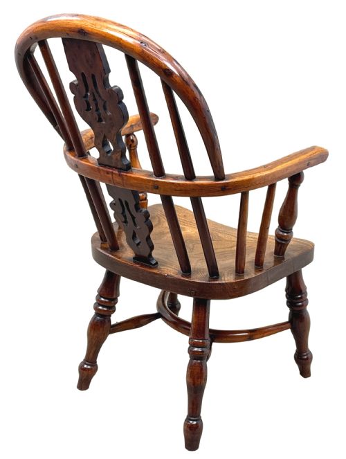 YEW WOOD ANTIQUE CHILDS WINDSOR ARMCHAIR - ADDITIONAL PHOTO 5