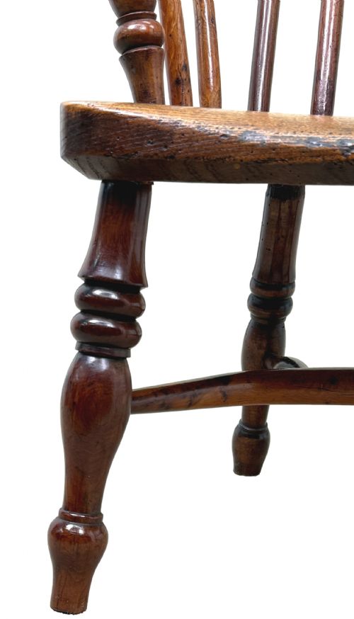 YEW WOOD ANTIQUE CHILDS WINDSOR ARMCHAIR - ADDITIONAL PHOTO 8