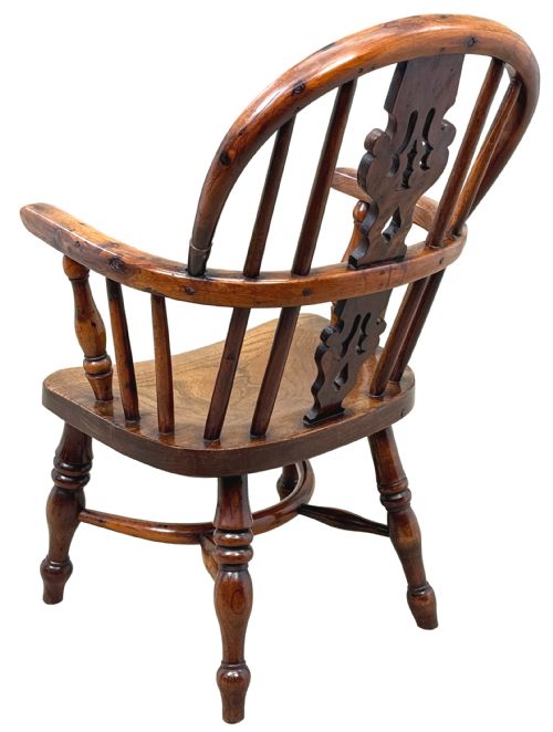 YEW WOOD ANTIQUE CHILDS WINDSOR ARMCHAIR - ADDITIONAL PHOTO 11