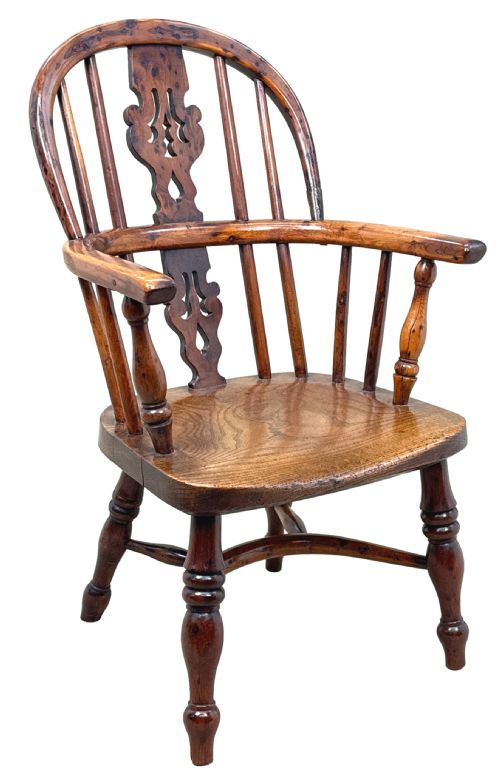 YEW WOOD ANTIQUE CHILDS WINDSOR ARMCHAIR - ADDITIONAL PHOTO 14