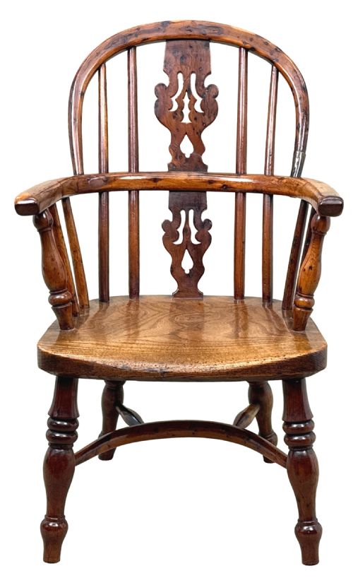 YEW WOOD ANTIQUE CHILDS WINDSOR ARMCHAIR - ADDITIONAL PHOTO 15