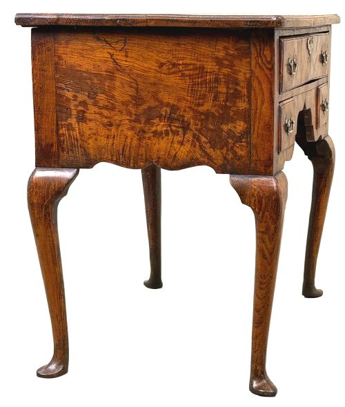RARE 18TH CENTURY QUILTED ELM GEORGIAN LOWBOY - ADDITIONAL PHOTO 1