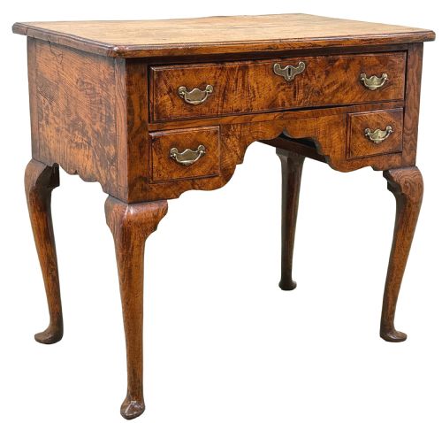 RARE 18TH CENTURY QUILTED ELM GEORGIAN LOWBOY - ADDITIONAL PHOTO 9