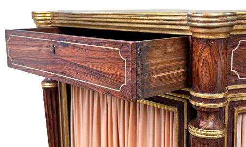 REGENCY SIMULATED ROSEWOOD BREAKFRONT SIDE CABINET - ADDITIONAL PHOTO 1