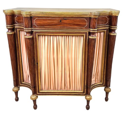 REGENCY SIMULATED ROSEWOOD BREAKFRONT SIDE CABINET - ADDITIONAL PHOTO 12