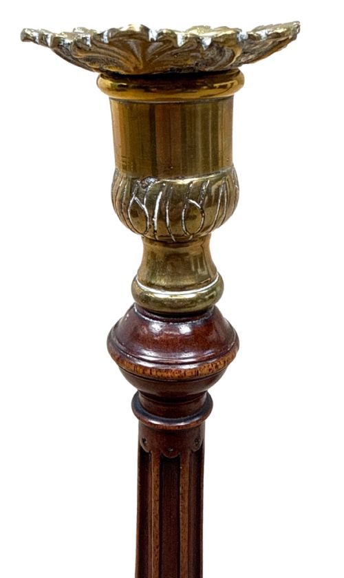 18TH CENTURY MAHOGANY BRASS CANDLESTICKS - ADDITIONAL PHOTO 4