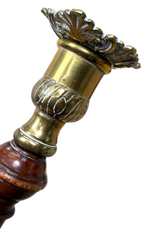 18TH CENTURY MAHOGANY BRASS CANDLESTICKS - ADDITIONAL PHOTO 5