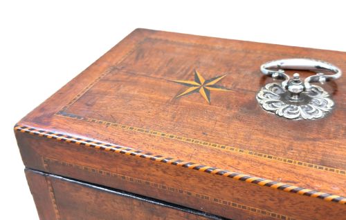GEORGIAN 18TH CENTURY MAHOGANY STAR INLAID TEA CADDY - ADDITIONAL PHOTO 3